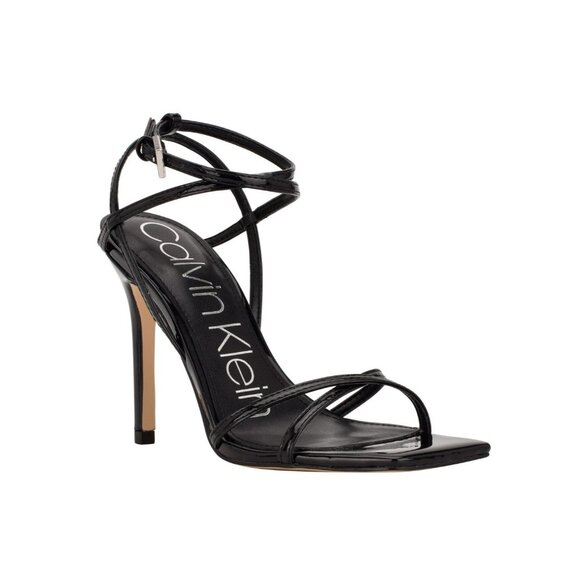 Calvin Klein Womens Tegin Strappy High Stiletto Dress Sandals Black Size 8M NIB - Picture 1 of 3
